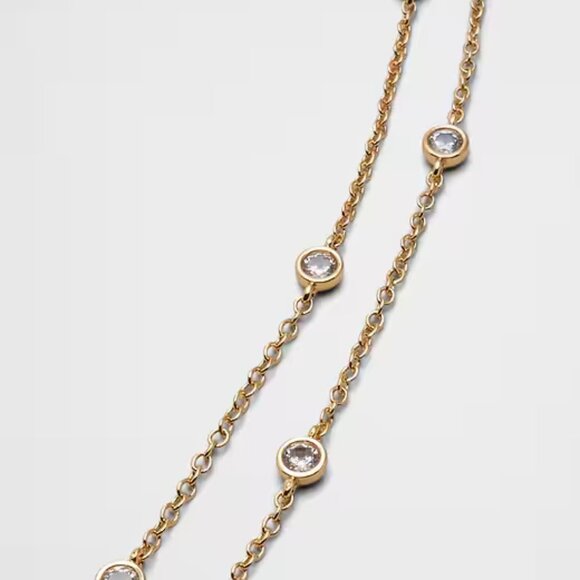 Banana Republic Gold Delicate Cubic Zirconia Necklace/NWT - Picture 4 of 11